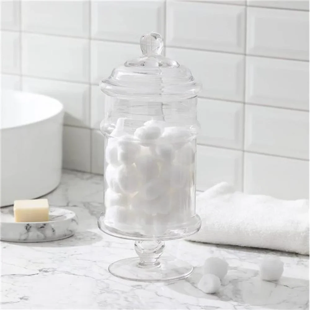 Glass Apothecary Jars, Bathroom Storage Organizer Stand,  (Clear)